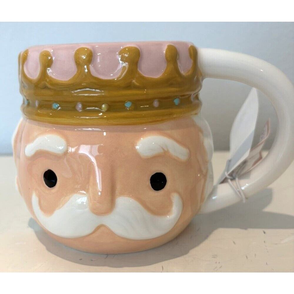 Cupcakes And Cashmere Pastel Pink Christmas Nutcracker Crown Coffee Tea Mug NEW